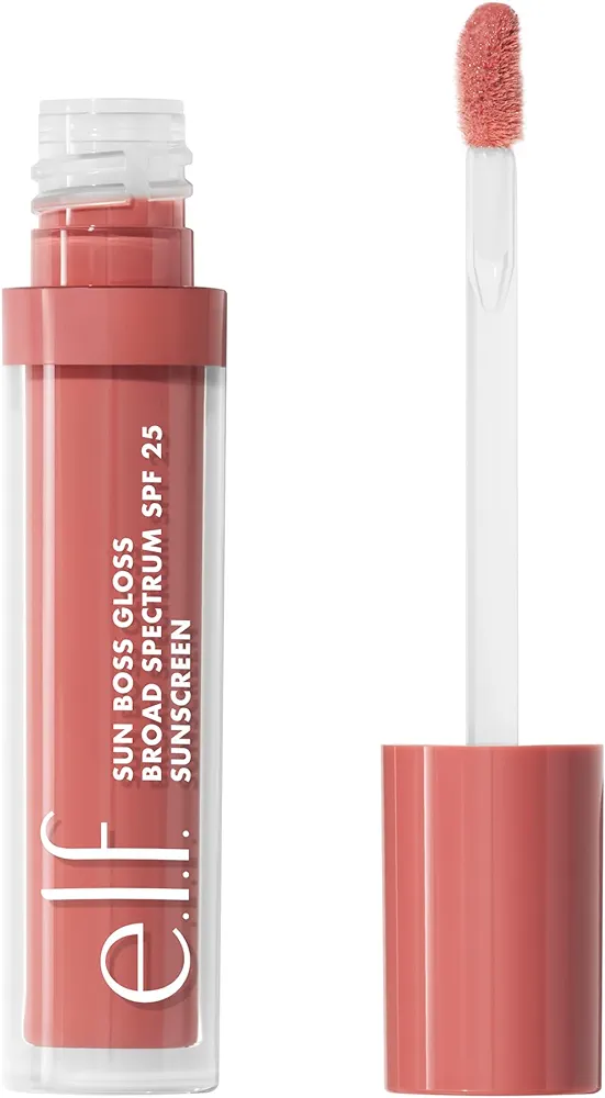 e.l.f. Sun Boss Gloss SPF 25, Pigmented Lip Gloss For A High-Shine Finish, Moisturizing & Conditioning Formula, Vegan & Cruelty-Free, Pink-Me Girl