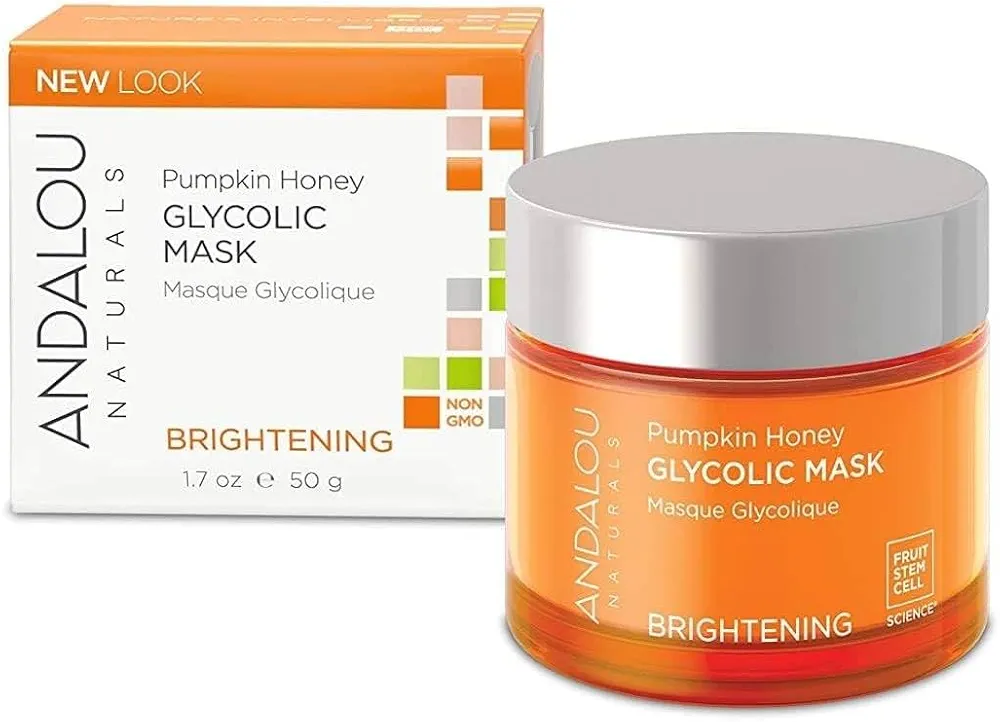 Andalou Naturals Pumpkin Honey Glycolic Mask, Brightening & Exfoliating Face Mask with Glycolic Acid & Vitamin C, Gently Removes Dirt and Brightens Skin, 1.7 fl oz