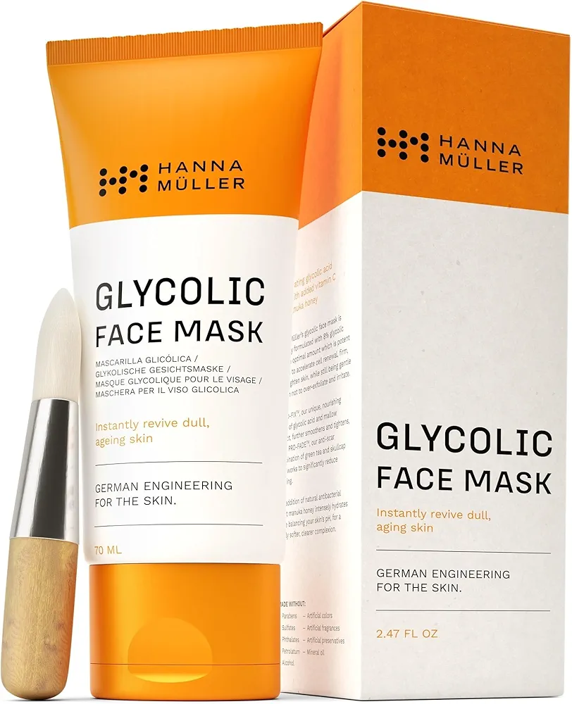 8% Glycolic Acid Face Mask - Exfoliating Face Mask, Helps Reduce Acne Marks, Fine Lines, and Wrinkles - Chemical Exfoliant for Face & Brightening Face Mask, Face Peeling Treatment for Sensitive Skin