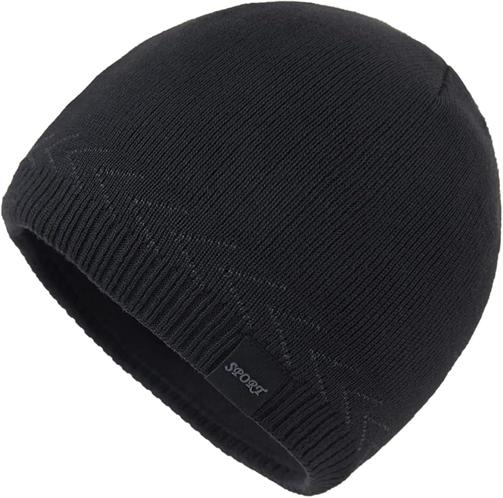 Mens Winter Warm Knitting Hats Plain Skull Beanie Cuff Toboggan Knit Cap