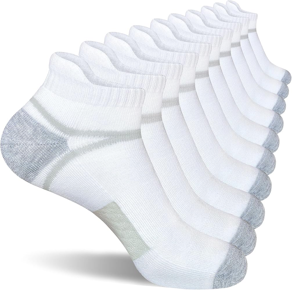 Men's Athletic Cushioned Ankle Socks Comfort Wicking Anti-Blister Running Socks 5 Pairs