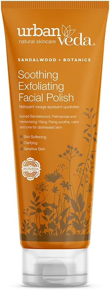 Urban Veda Soothing Exfoliating Facial Polish | Gentle Face Scrub For Women | Natural Exfoliant for Sensitive & Hydrating Skin | 2-in-1 Face Scrub & Mask | Vegan | For Dry & Sensitive Skin | 4.2 Fl Oz