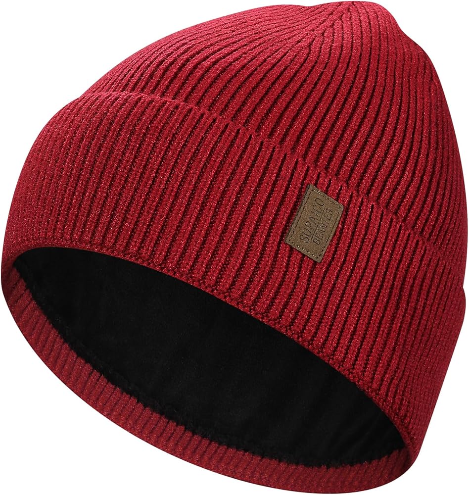 Winter Beanie Hat for Men Women Fleece Lined Knit Beanie Soft Cuffed Thick Warm Beanie Hats Unisex