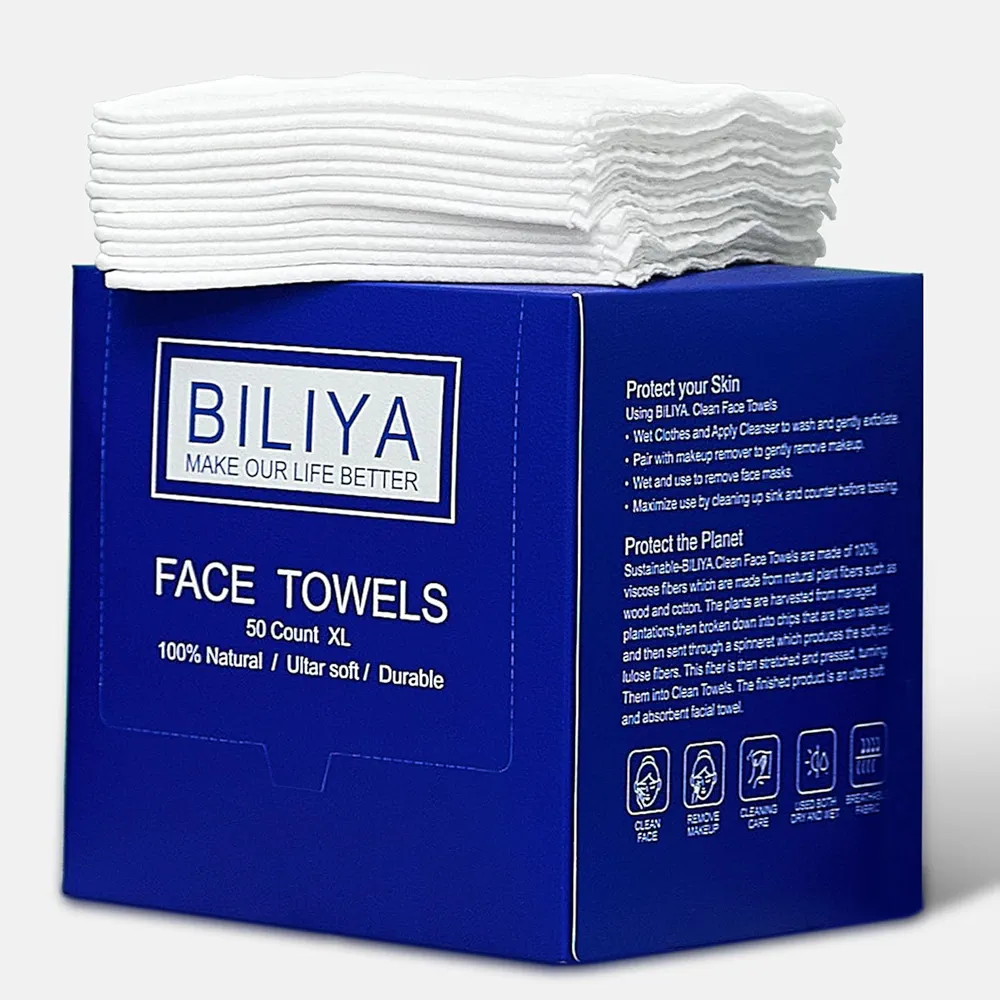 Disposable Face Towel XL, face cleaning wipes, face towels,makeup wipes,towels,Ultra Soft 10 x 12 inches 50 Ct,1 Pack