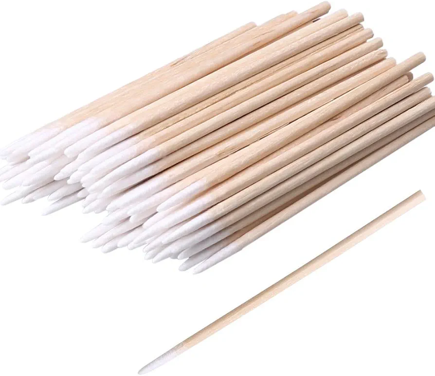 200pcs Pointed Cotton Swabs, 4 inch Precision Microblading Cotton Swab Cotton Sticks Applicator for Eyebrow Tattoo Beauty Make-up Nail Clean, Wood Handle Pointed Tip Head