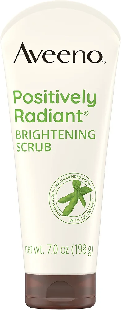 Aveeno Positively Radiant Skin Brightening Exfoliating Daily Facial Scrub, Moisture-Rich Soy Extract, helps improve skin tone & texture, Oil-& Soap-Free, Hypoallergenic, 7 oz