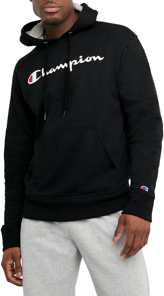 Champion Men's Hoodie, Powerblend, Fleece Men's Hoodie, Comfortable Men's Sweatshirt, Script Logo (Reg. or Big & Tall)