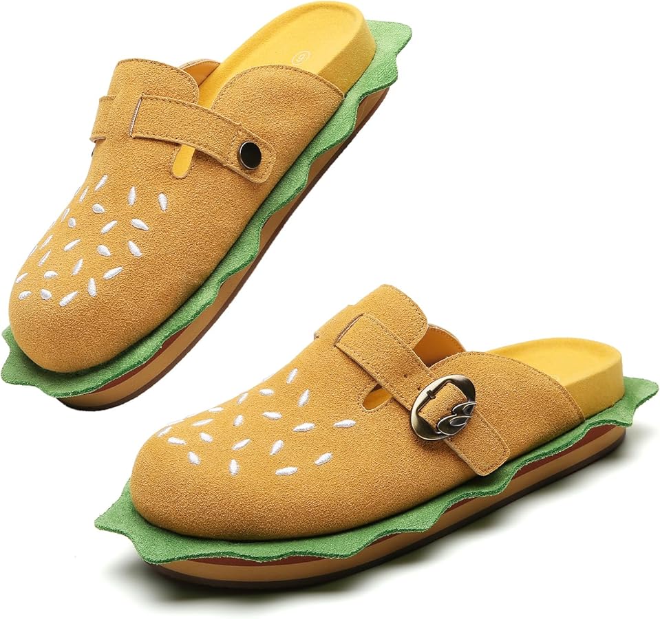 Burger Clogs for Womens Suede Leather Mules Cork Footbed Sandals Comfort Potato Shoes with Arch Support Boston Clogs