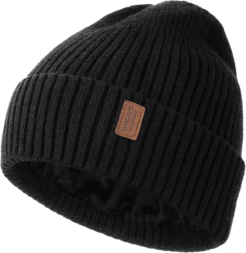 Wmcaps Warm Beanie for Men Women, Fleece Lined Beanie Warm Winter Caps Unisex Fashion Knit Cuffed Cap