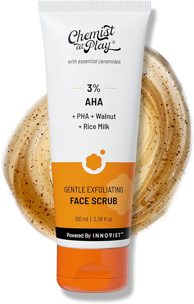 Gentle Exfoliating Face Scrub with Mandelic Acid & Walnuts | Removes Dead Skin & Blackheads | Detans |Gives Instant Glow| Face Scrub for Women & Men | 100ml