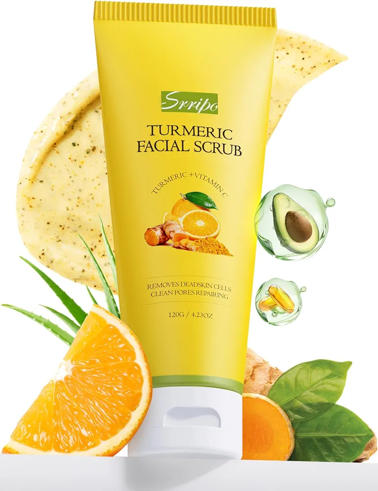 Revitalizing Exfoliation Face Scrub with Vitamin C and Turmeric – Gentle Exfoliating Face Wash for Blackheads, Pore Dirt & Dark Spots – Acne Control Facial Scrub for Oily & Acne-Prone Skin, 4.23 Fl Oz