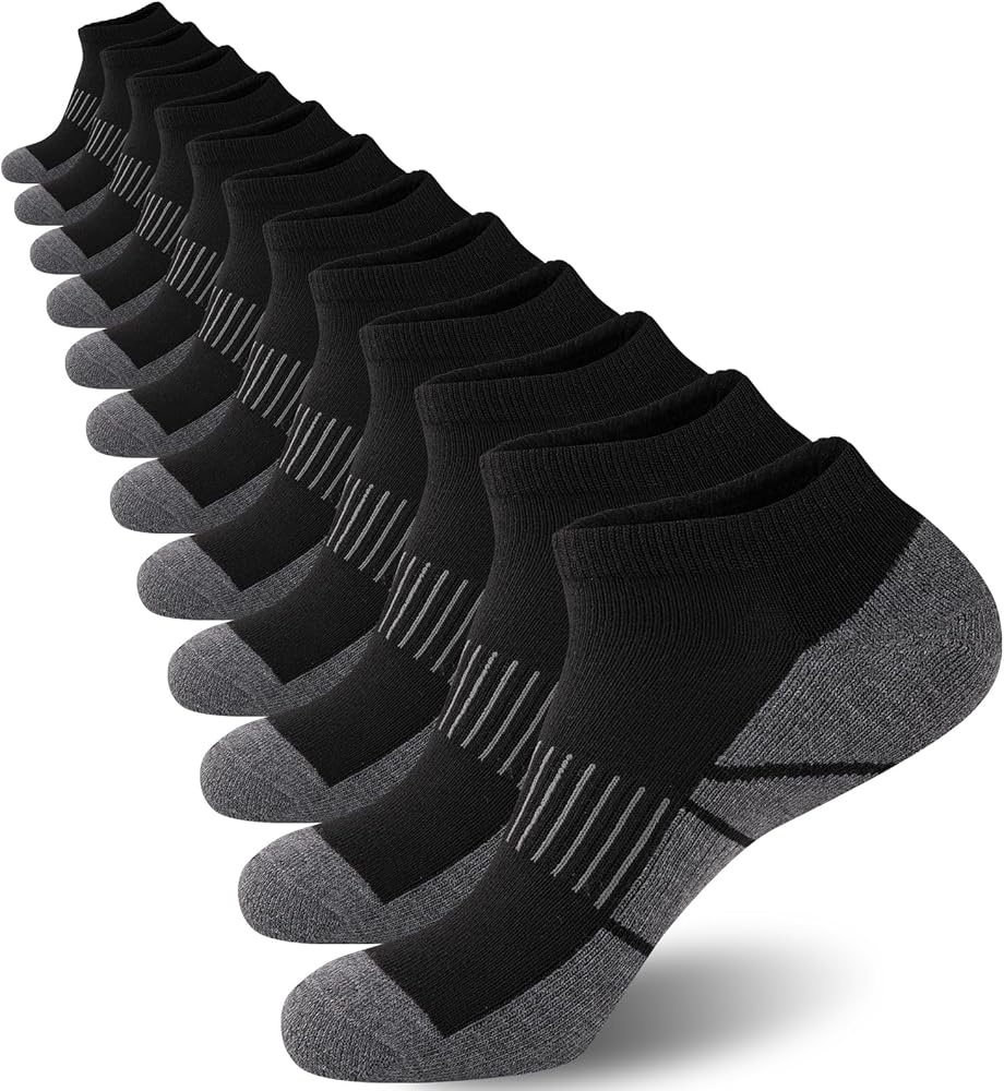 COOVAN Socks for Men Athletic Low Cut Sock with 12 Pairs,Ankle Socks Men Cushion 12 Pack Running Casual Sock