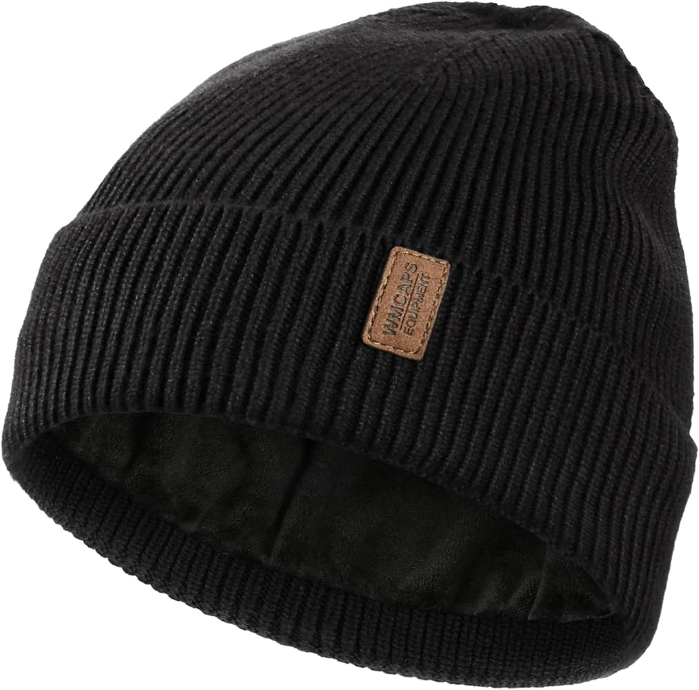 Wmcaps Winter Beanie for Men Women, Fleece Lined Beanie Soft Warm Knit Hat Ski Stocking Cuffed Cap