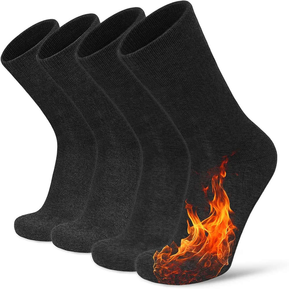 Thermal Socks for Men 4 Pack, Extreme Cold Boots Socks -Crew Winter Insulated Socks, Cold Weather Warm Socks Size 8-11