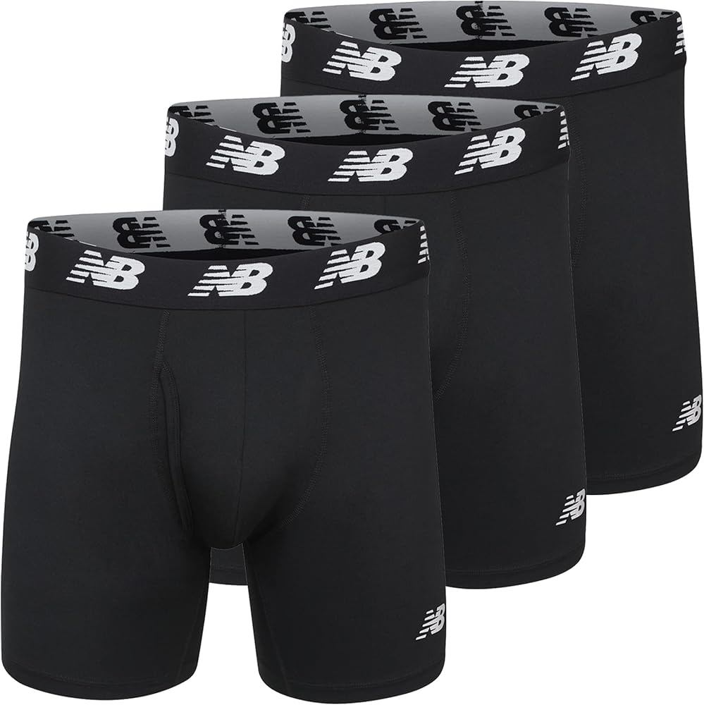 New Balance Men's 6" Premium Performance Boxer Brief with Fly Front (3 Pack)