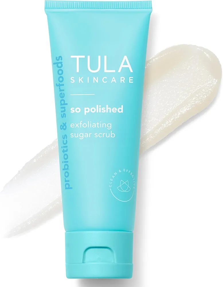 TULA Skin Care So Polished Exfoliating Sugar Scrub - Face Scrub, Gently Exfoliates with Sugar, Papaya, and Probiotic Extracts for a Softer and Radiant-Looking Complexion, 2.9 oz.