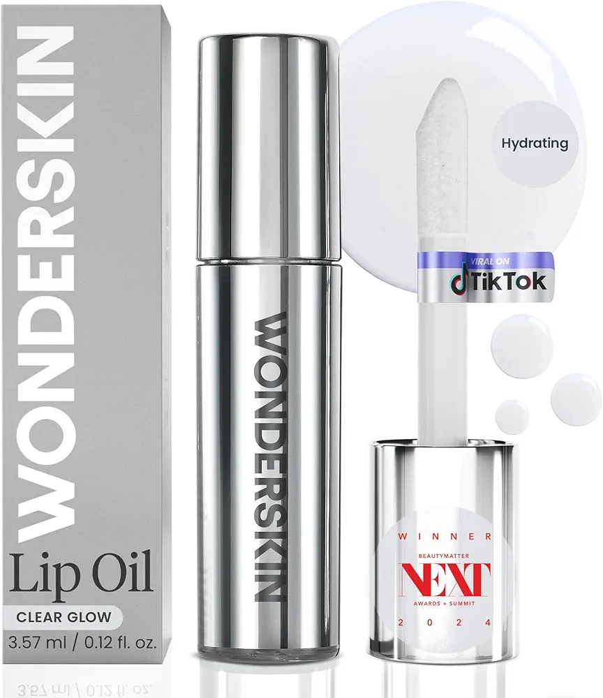 Wonderskin Lip Oil - Lip Rehab Serum Oil, Hydrating and Moisturizing Clear Lip Oil for Dry Lips - Natural, Vegan and Non-sticky Lip Gloss Oil