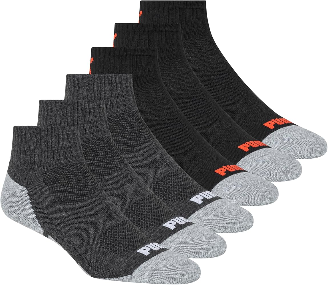 PUMA Men's 6 Pack Quarter Crew Socks