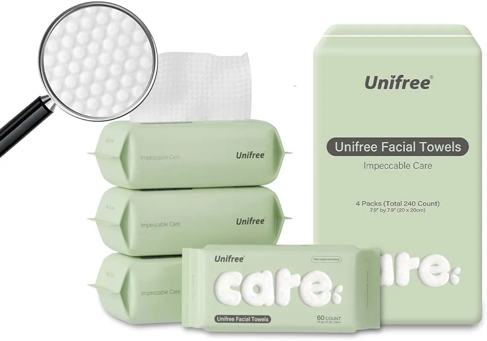 Unifree Towel l Disposable Dry Wipes l Facial Towels l 4 -pack Value Pack, 240 Count Towel,Absorbent,Reusable, Soft, Comfort Skincare