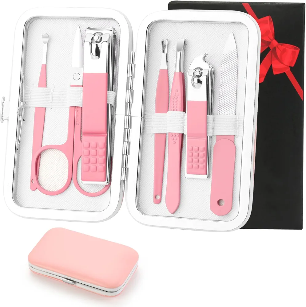 Manicure Set Nail Kits Stainless Steel Nail Clipper Set Personal Nail Care Tools Travel Manicure Pedicure Nail Grooming Kit Present for Women Girls Ideal for Christmas Valentine's Day and Birthdays