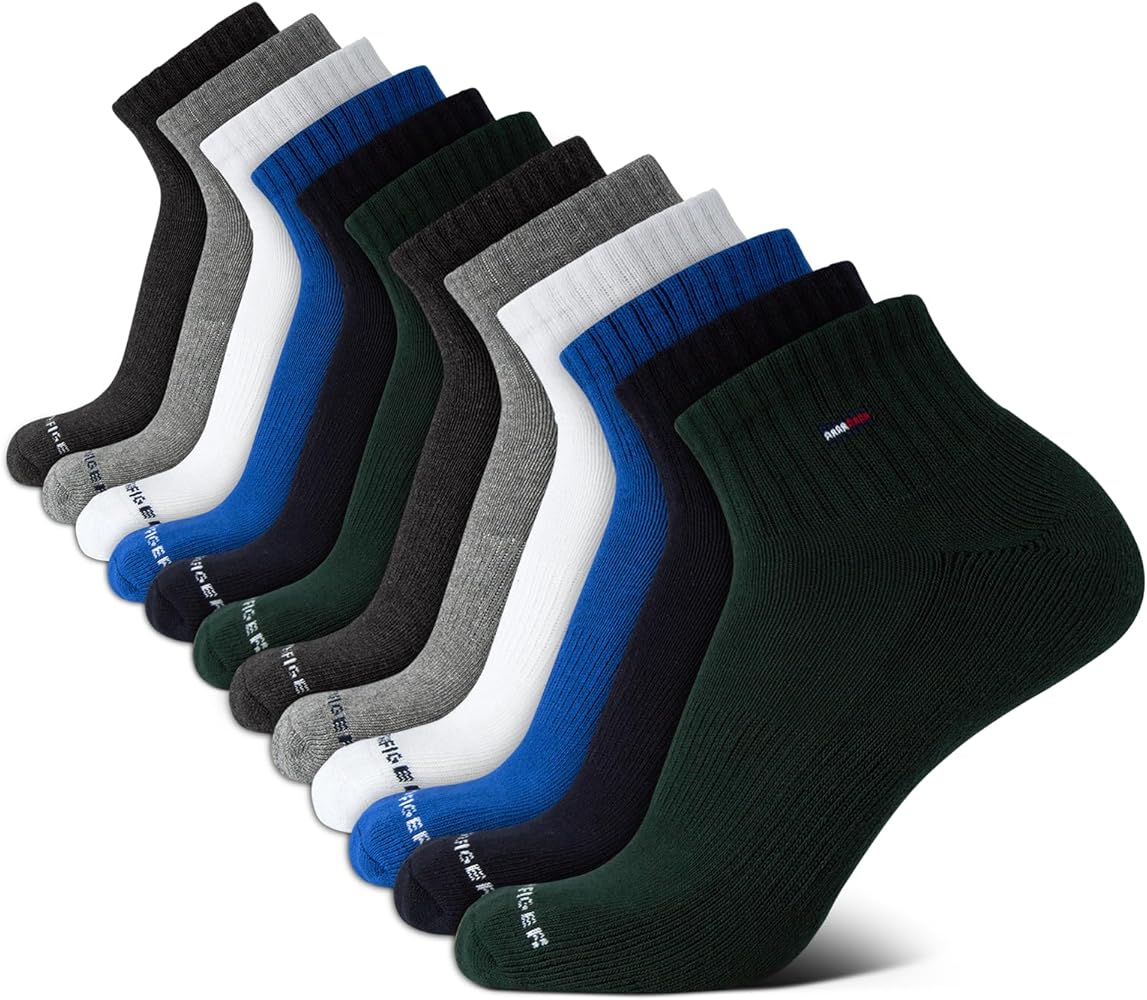 Tommy Hilfiger Men's Quarter Socks - 12 Pack Arch Support Cushion Comfort Socks - Athletic Ankle Socks for Men