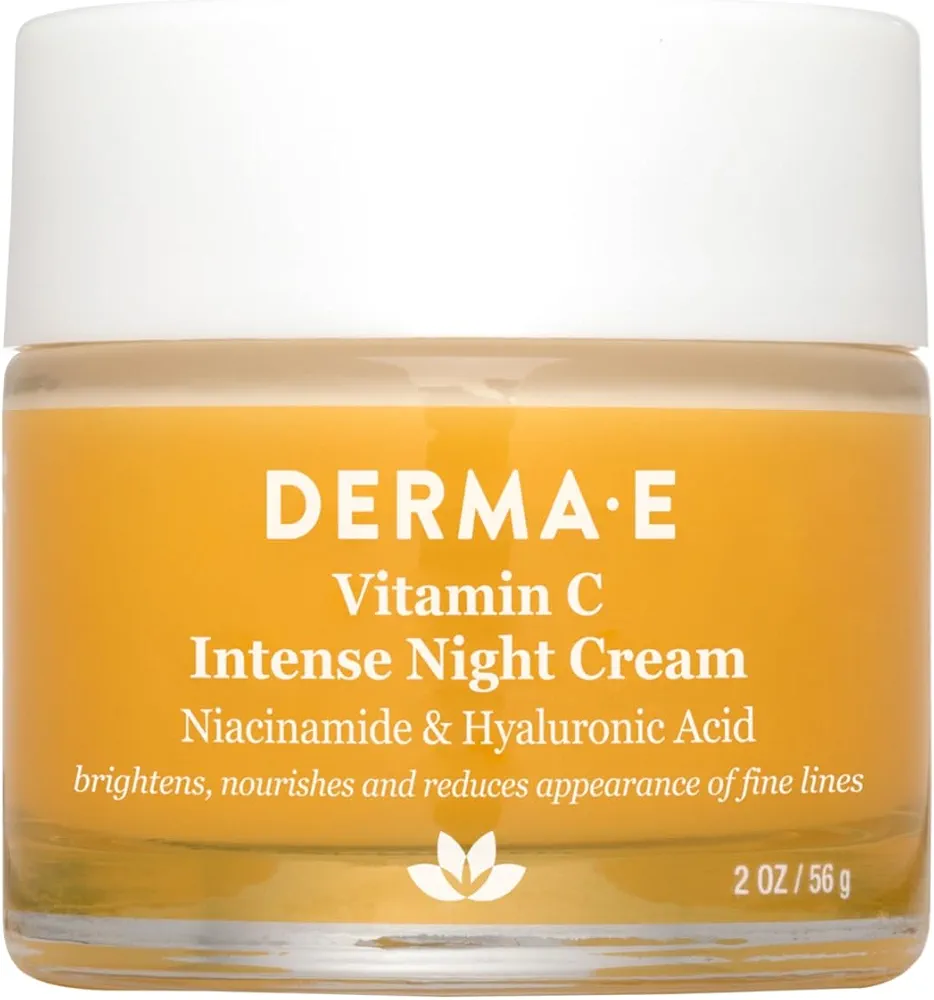 DERMA-E Vitamin C Intense Night Cream – Brightening and Hydrating Facial Skin Renewing Cream – Anti-Aging Overnight Facial Moisturizer, 2 oz