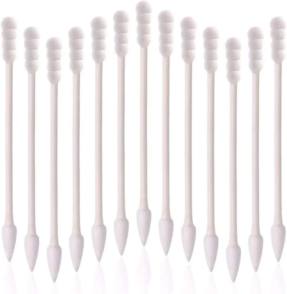 Cotton Swabs 800 Pieces, Double Precision Tips with Paper Stick, 4 Packs of 200 Pieces (Pointed+Spiral Head)