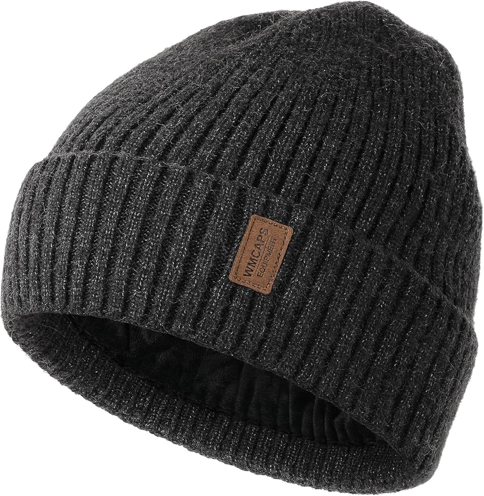 Wmcaps Warm Beanie for Men Women, Fleece Lined Beanie Warm Winter Caps Unisex Fashion Knit Cuffed Cap