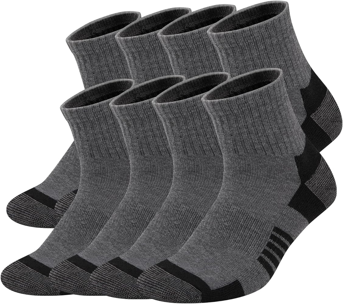 COOVAN Mens Ankle Athletic Socks Quarter Cushion Moisture Wicking Running Sports Work Socks 7 Pairs