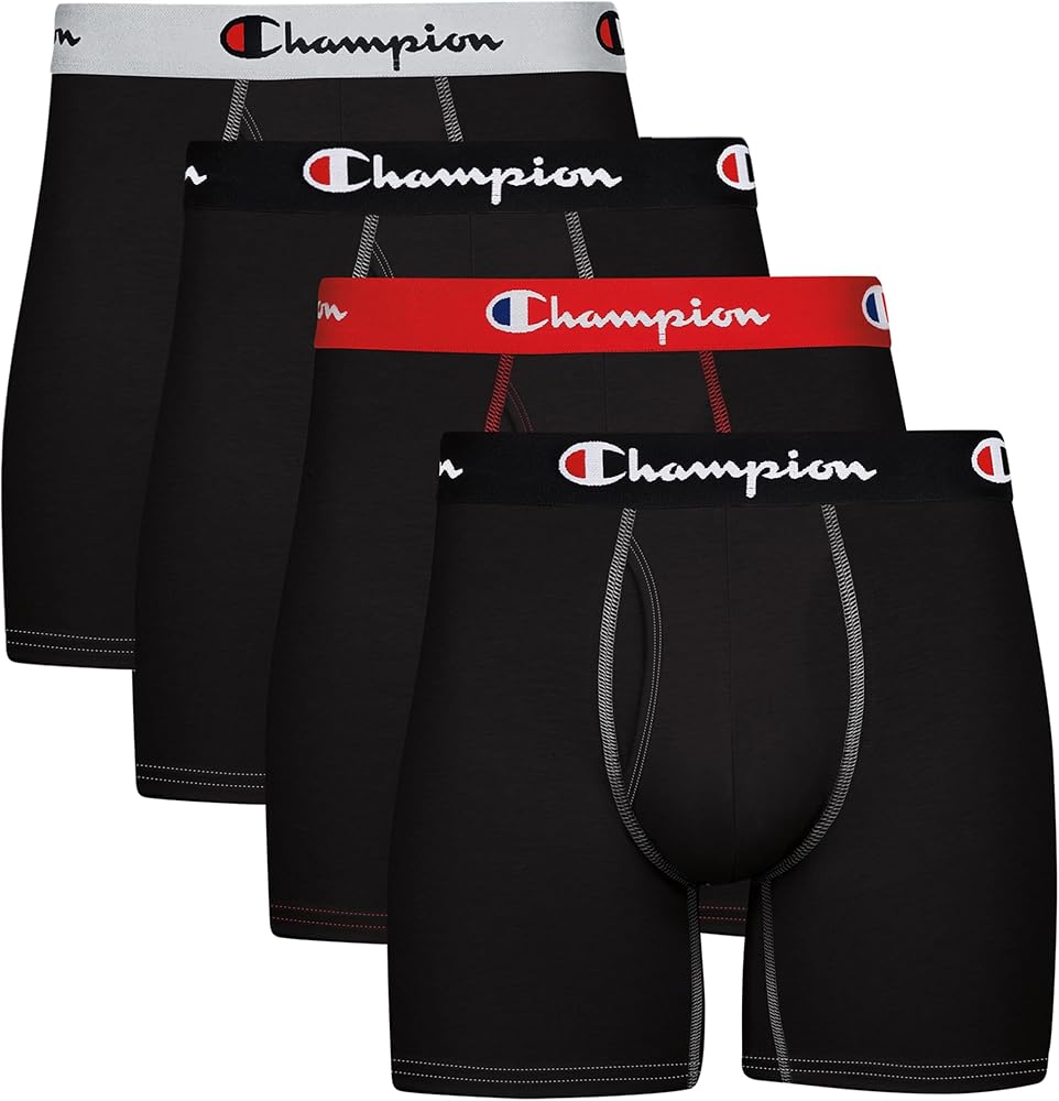 Champion Men's Underwear Boxer Briefs, Total Support Pouch, Cotton Stretch, 3-Pack