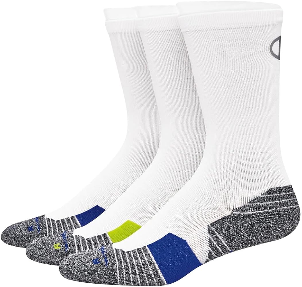 Champion Men's Socks, Performance Sport Running Socks, Crew, Ankle, and No Show, 6-Pack