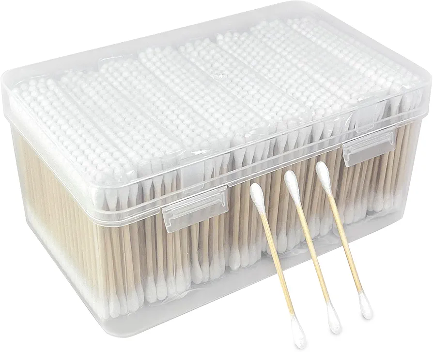 Bamboo Cotton Swabs 800 Count - Double-Tipped Cotton Buds for Ear Cleaning, Makeup, Crafts, and Personal Care - Organic, Biodegradable, and Gentle Swabs for Daily Hygiene and Detailing