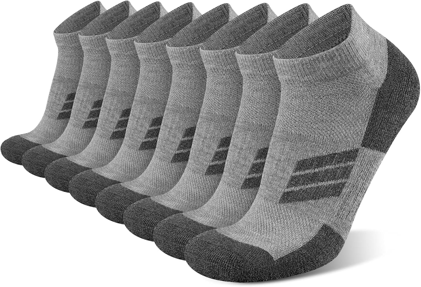 COOPLUS 8 Pairs Mens Cushioned Ankle Socks Moisture Wicking Athletic Running Low cut Sports Socks