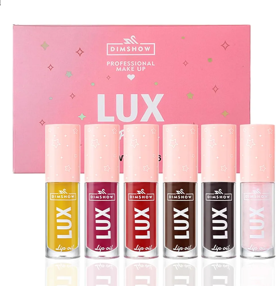 Lip Oil Pack- 6 Colors Lip Glow Oil Set Tinted Plumping Lip Oil Hydrating Transparent Lip Oil, Moisturizing Lip Gloss oil for Girl Lip Care Makeup