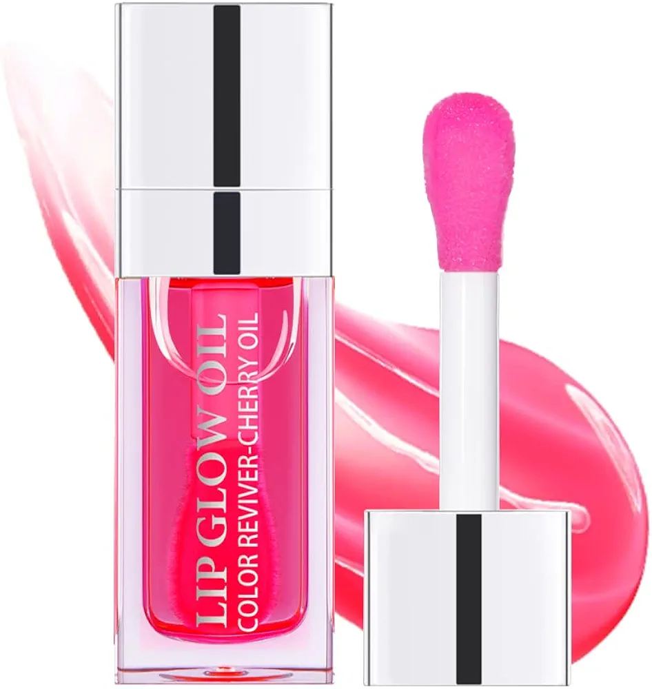 Lip Oil, Hydrating Lip Glow & Plumper Gloss, Moisturizing No-Sticky Transparent Plumping Lip Balm for Lip Care