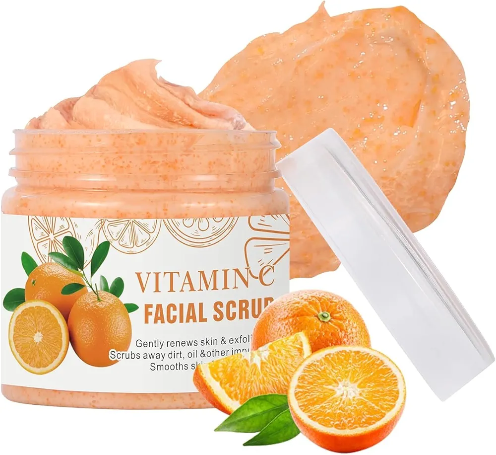 Face Scrub With Vitamin C Face Scrub For Women Facial Exfoliator Facial Scrub Face Scrub Exfoliator Microdermabrasion Face Scrub Face Wash Cleanser For Blackheads Acne Dull Skin