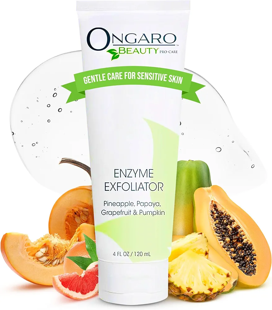 Ongaro Beauty Organic Face Scrub - Natural Exfoliating Face Wash & Enzyme Peel for Sensitive Skin - Facial Scrub Exfoliator for Women & Men - Clear Acne & Unclog Pores - Smooths & Brightens - 4 FL OZ