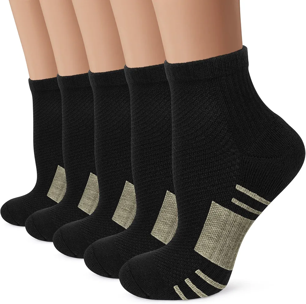 Iseasoo Copper Compression Socks for Men & Women Circulation-Ankle Plantar Fasciitis Socks Support for Athletic Running