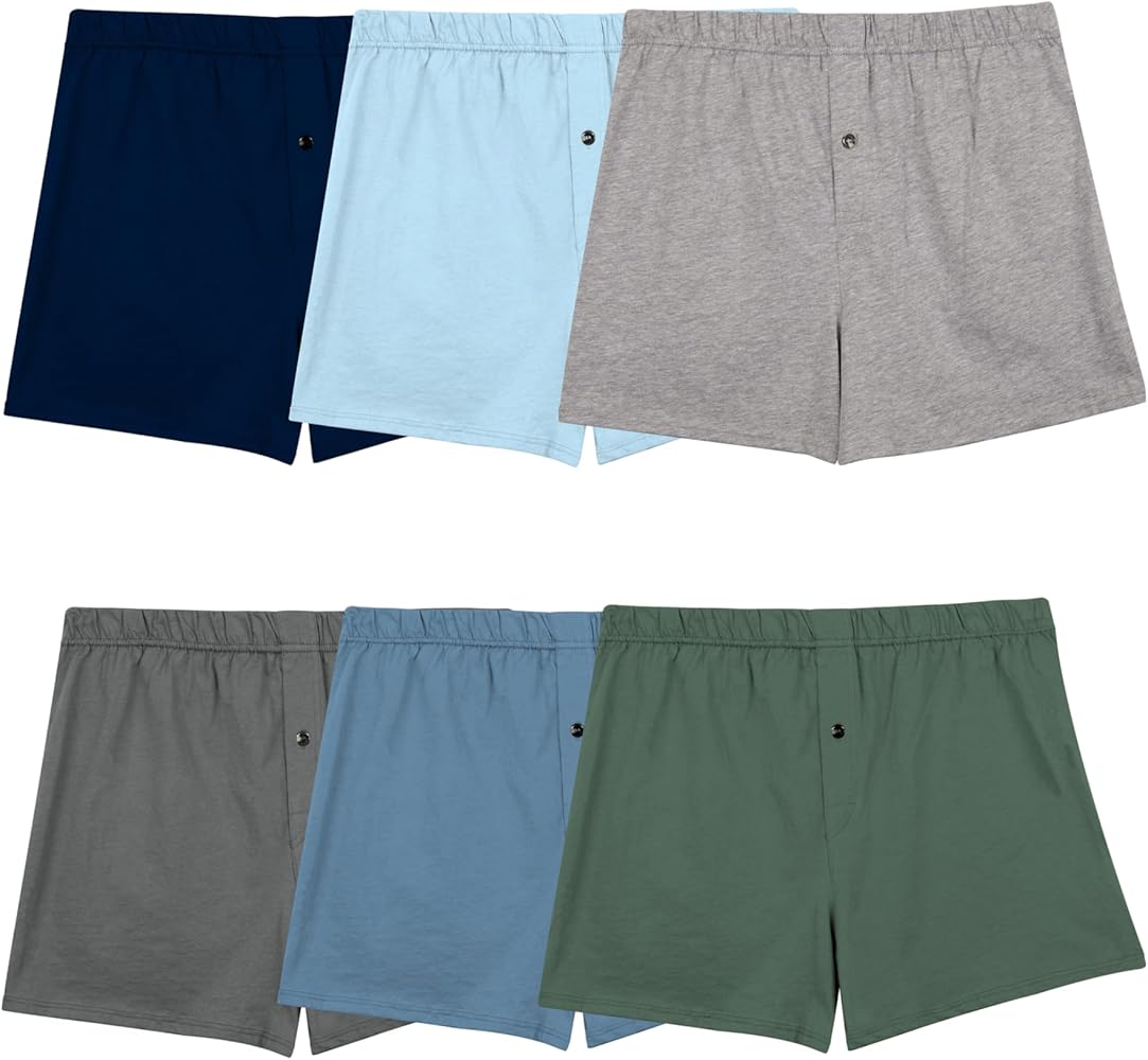 Fruit of the Loom Men's Tag Free Knit Boxer Shorts, Relaxed Fit, Moisture Wicking, Assorted Color Multipacks