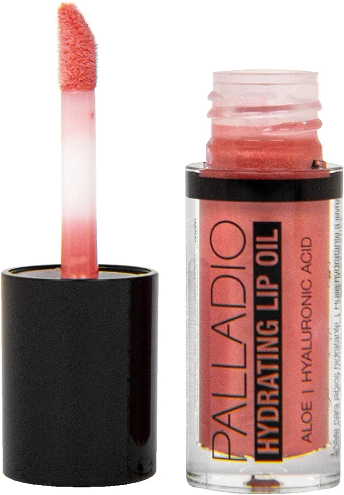 Palladio Hydrating Lip Oil Infused with Hyaluronic Acid, Non-Sticky Formula, Subtle shine with tinted sheer color, liquid lipstick, locks in moisture to prevent chapped lips 0.13 Oz. (FLY)