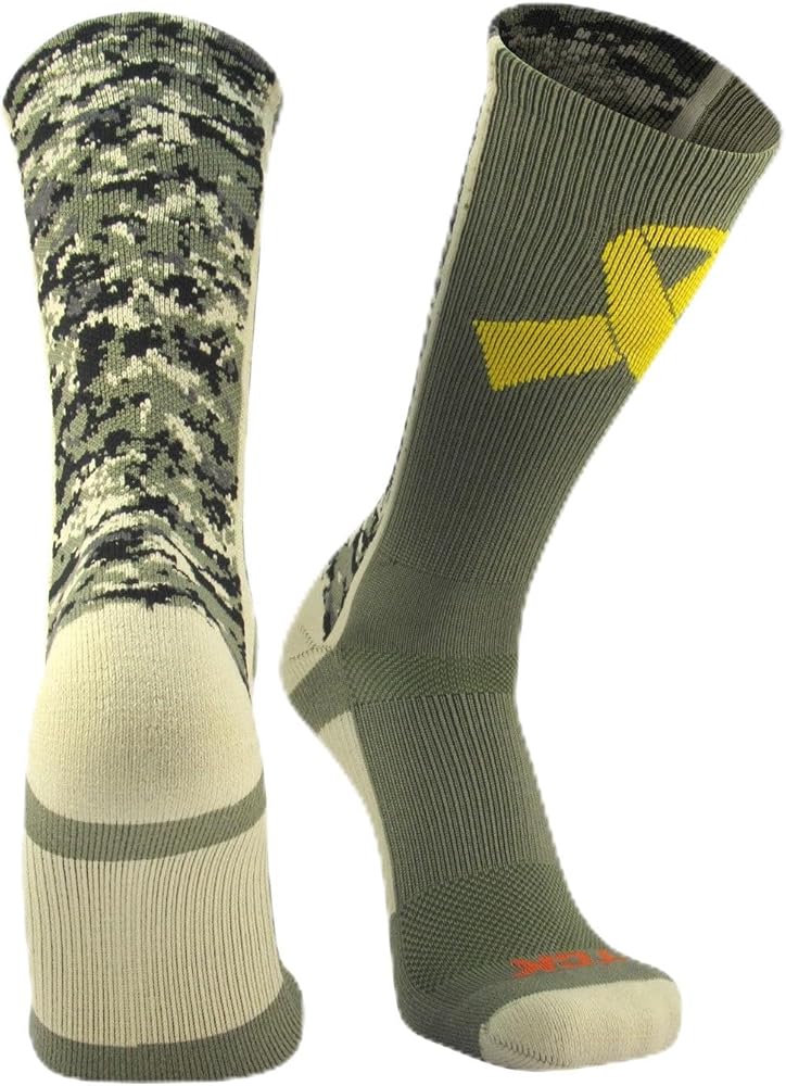 Digital Camo Military Armed Forces Ribbon Crew Socks, Small, Green