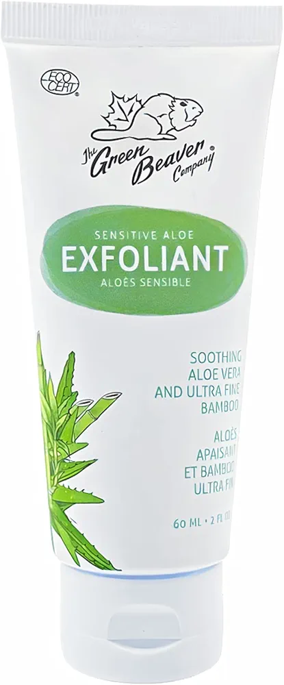 Green Beaver Aloe Exfoliant, Natural Facial Scrub, Aloe Vera & Bamboo Exfoliator for Sensitive Skin