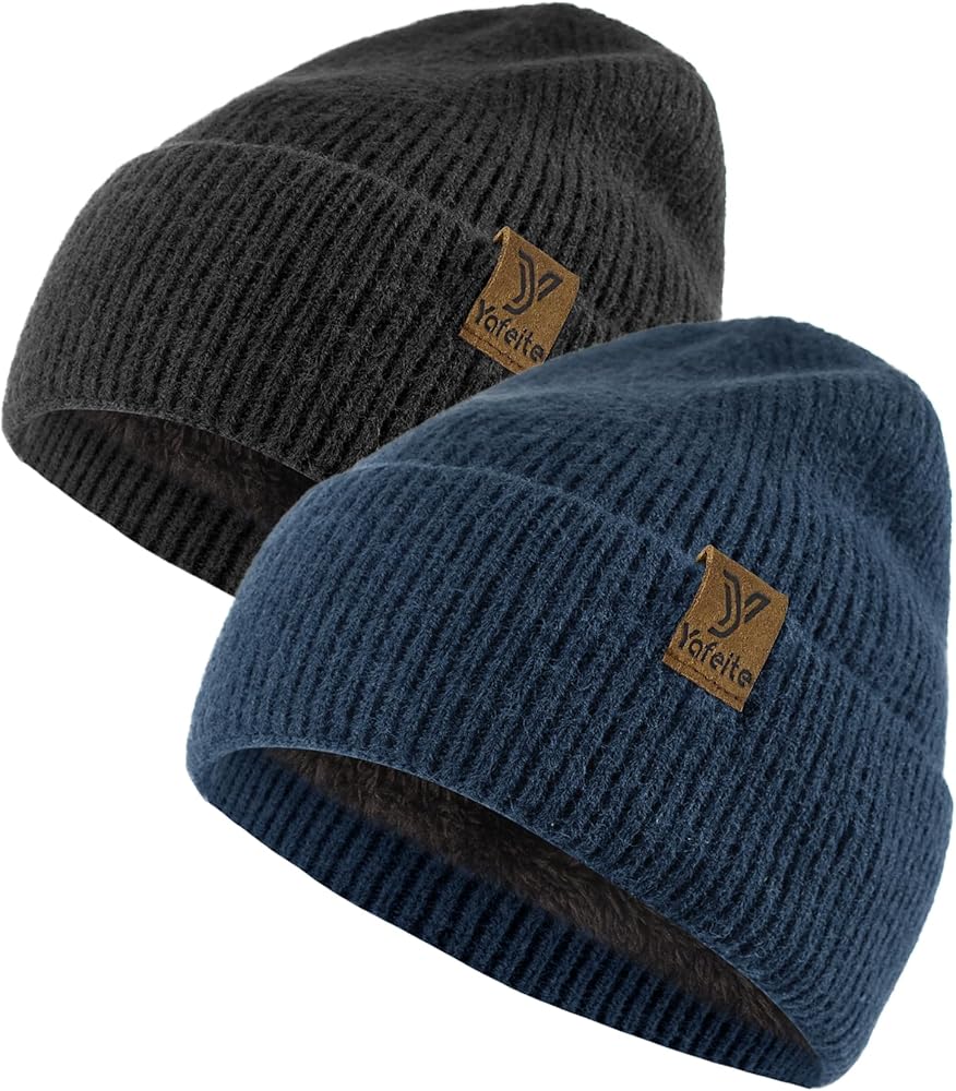 Beanies Hats for Men Women, Winter Knit Fleece Lined Warm Ski Cuffed Cap Beanie