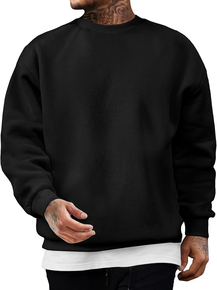 JMIERR Men's Casual Long Sleeves Crewneck Sweatshirts Cotton Pullover Sweatshirt for Men