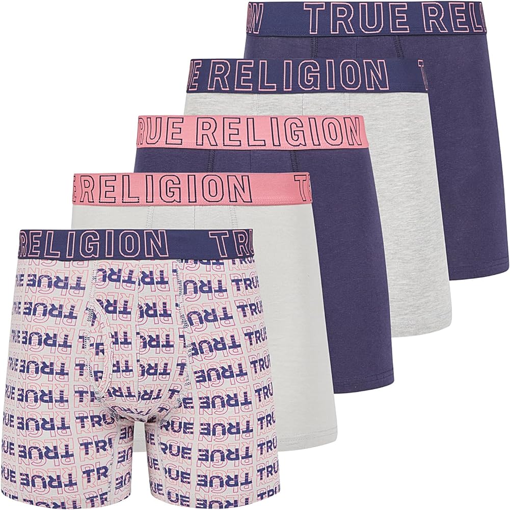 True Religion Cotton Stretch Mens Boxer Briefs, Mens Underwear Pack of 5