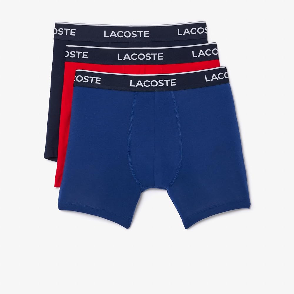 Lacoste Mens Cotton Stretch Essentials Boxer Briefs 3 pack