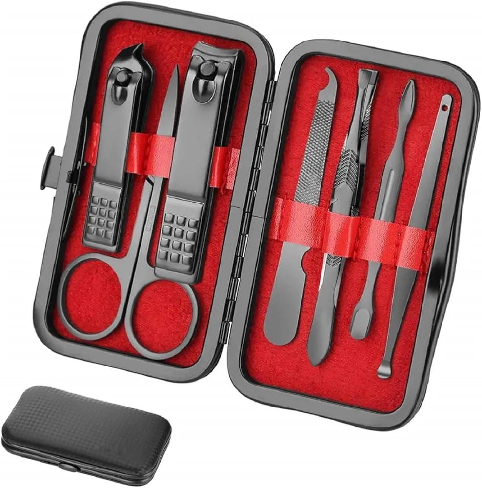 Nail Clippers Manicure Set Personal Care Nail Clipper Kit Manicure Professional Pedicure Set Mens Accessories Personal Care Set Grooming Kit Fathers Gift for Men Husband Boyfriend Parent, Red