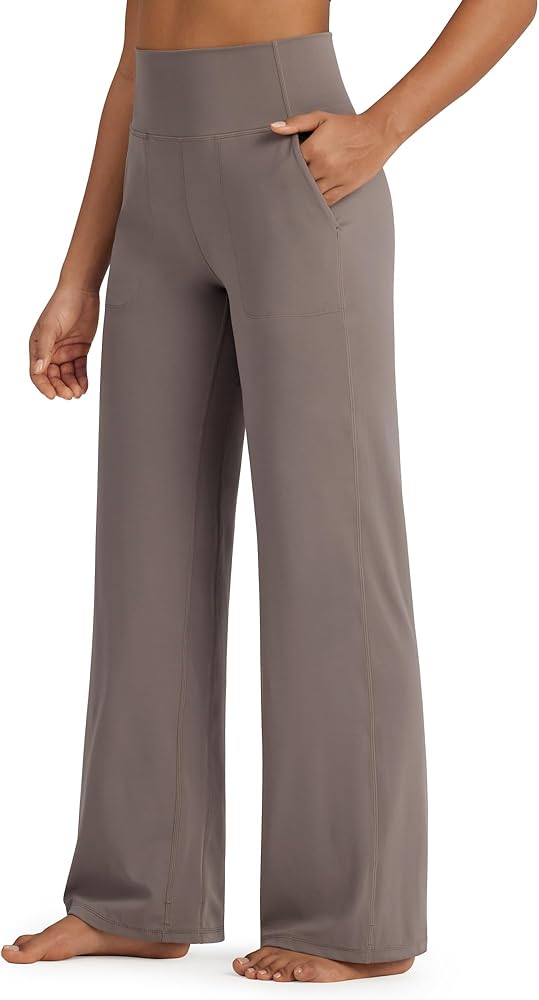 G4Free BareFeel Yoga Pants Women Wide Leg Pants with Pockets High Waisted Dress Pants Comfy Sweatpants 29"/31"/33"