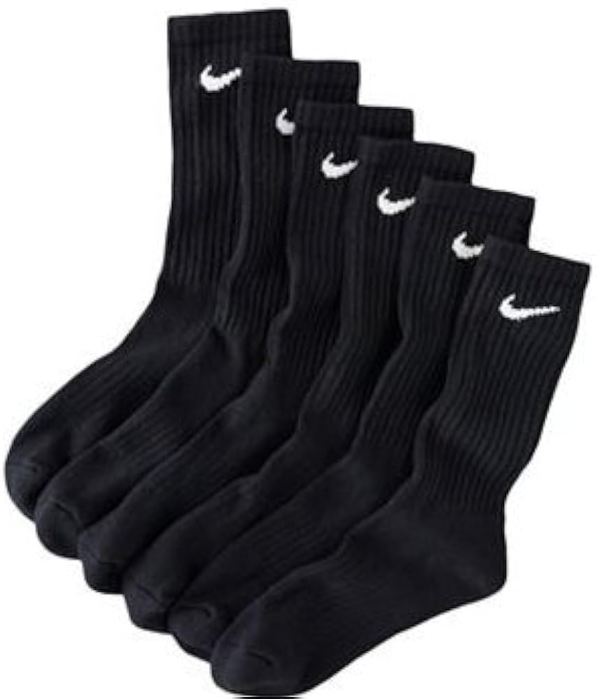 Nike Mens Moisture Wicking Crew Socks - 6 Pack/Black