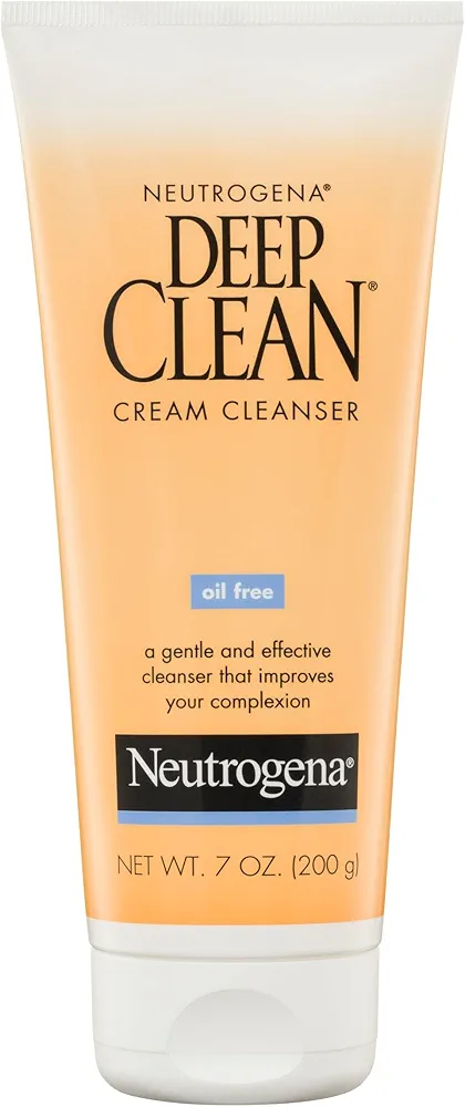 Neutrogena Deep Clean Daily Facial Cream Cleanser with Beta Hydroxy Acid to Remove Dirt, Oil & Makeup, Alcohol-Free, Oil-Free & Non-Comedogenic, 7 fl. oz